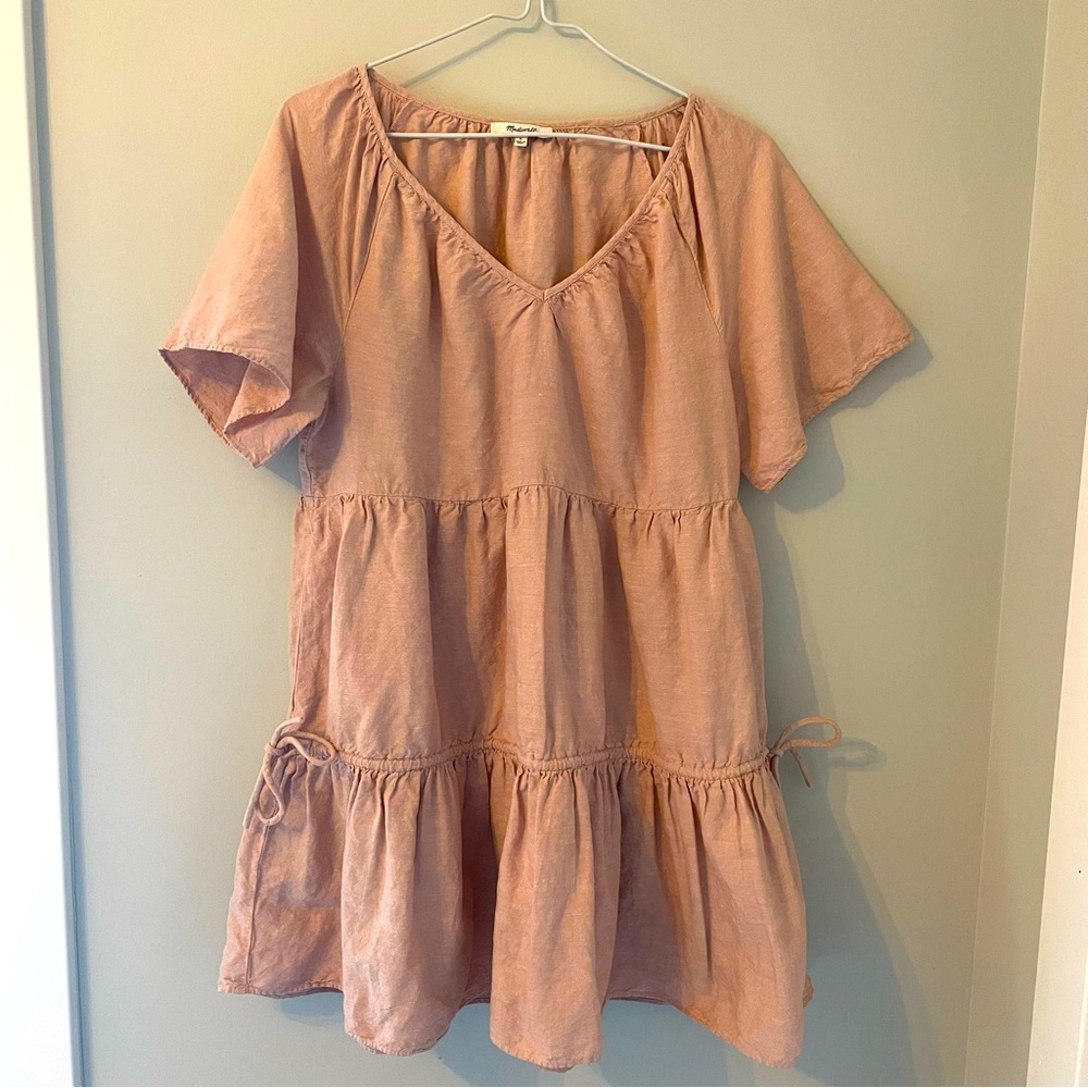 Madewell tiered pink dress size large